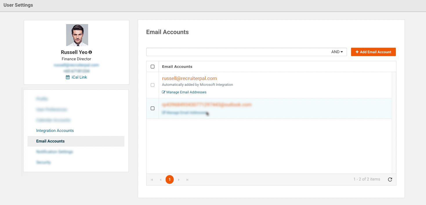 Linked Microsoft email in your RecruiterPal account